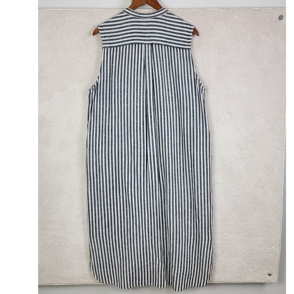 Gap Linen Blend Sleeveless Striped Midi Shift Dress Women's Large Tall - Picture 3 of 8